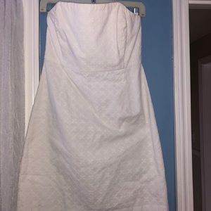 Vineyard Vines Strapless White Eyelit Dress